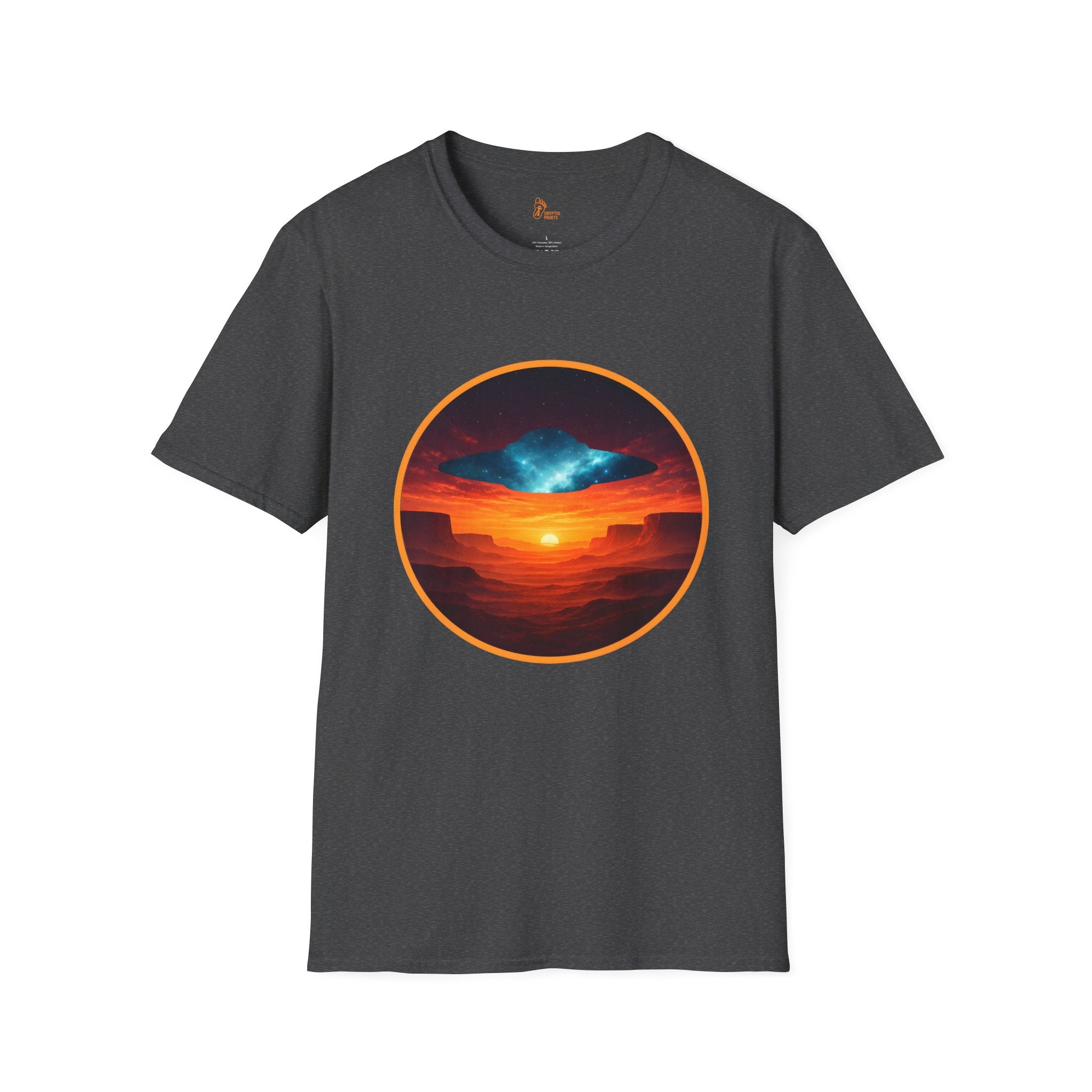 UFO Desert Sunset Badge Graphic Tee - Cryptid Prints