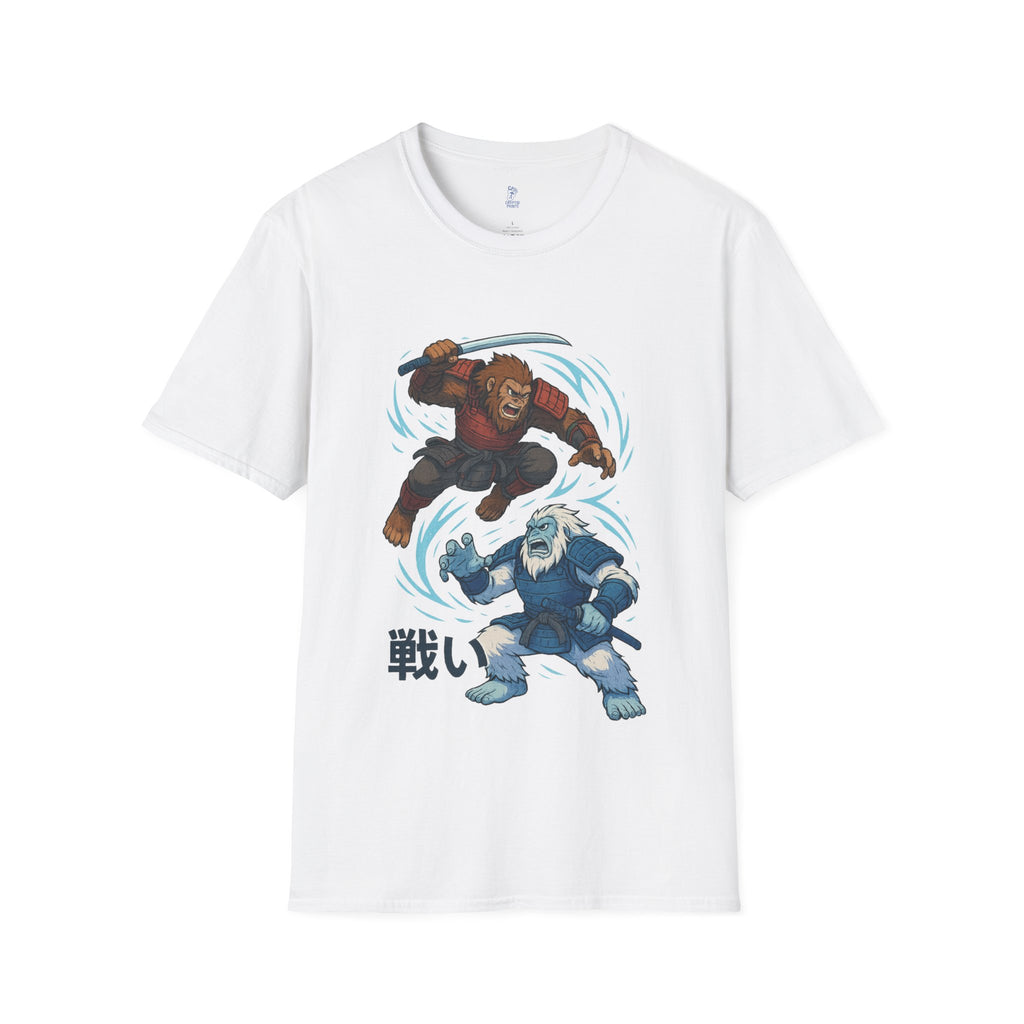 Bigfoot vs. Yeti Samurai Duel T-Shirt - Cryptid Battle Design