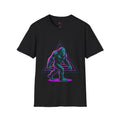 Neon Bigfoot Triangle T-Shirt - Synthwave Cryptid Graphic Tee
