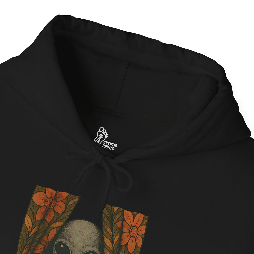 Alien Peeking Window Hoodie - Retro Encounter at Nightfall