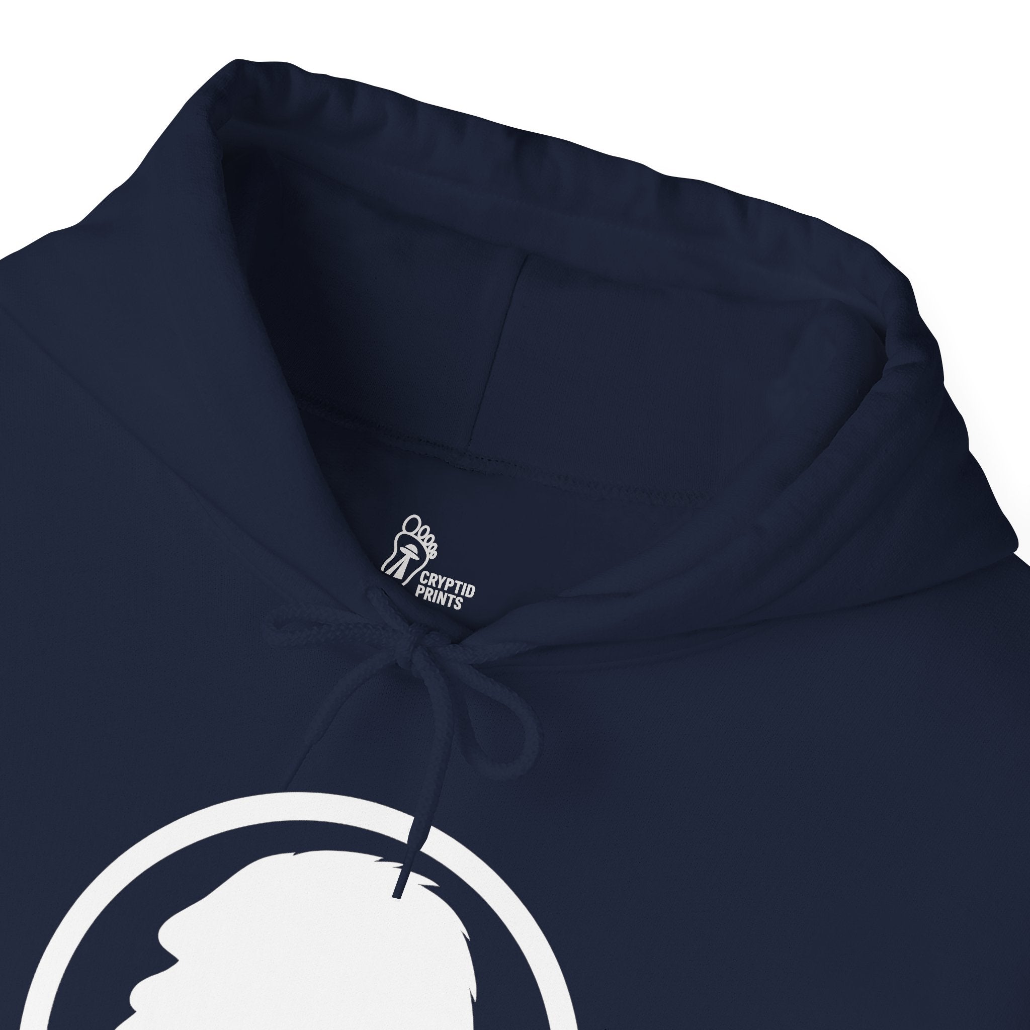 Bigfoot Silhouette Hoodie - Clean White Cryptid Emblem