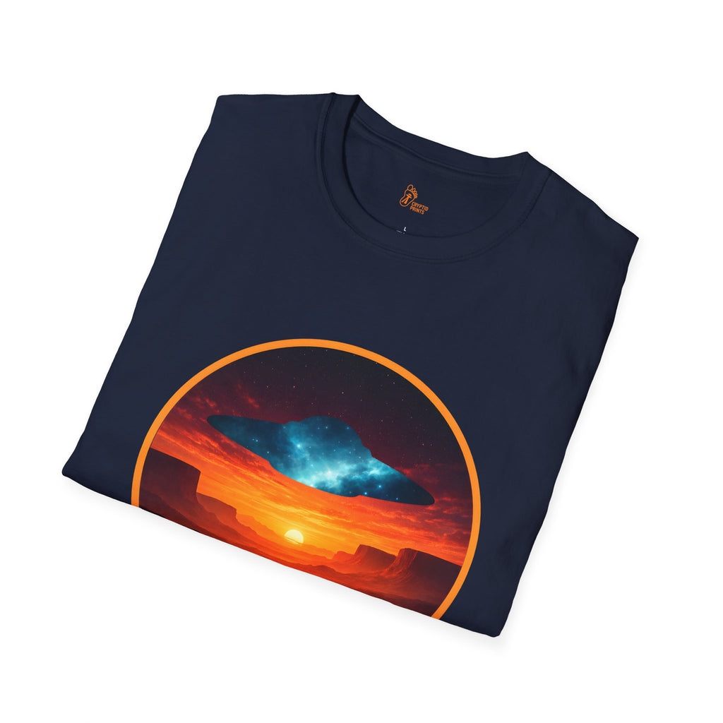 UFO Desert Sunset Badge Graphic Tee - Cryptid Prints