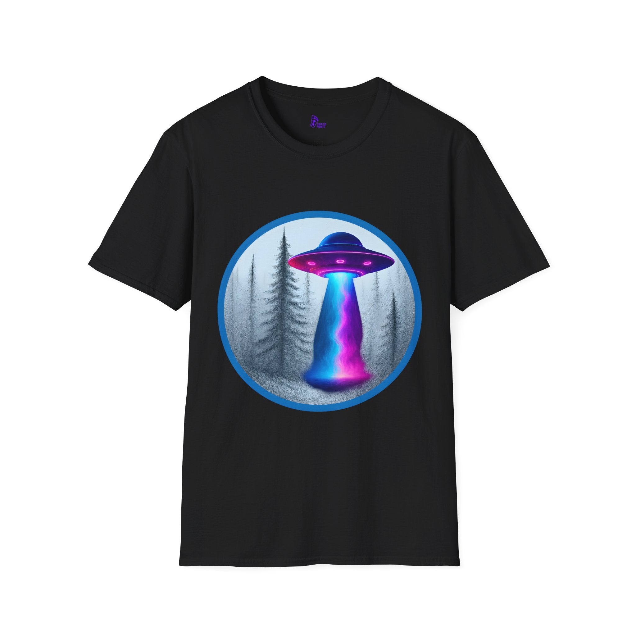 UFO Forest Abduction Scene Graphic Tee - Cryptid Prints