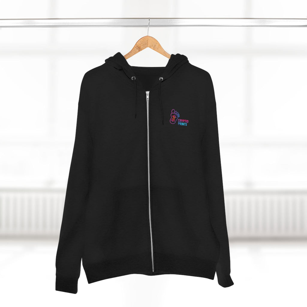 Neon UFO Portal Zip Hoodie - Flying Saucer in Triangular Glow