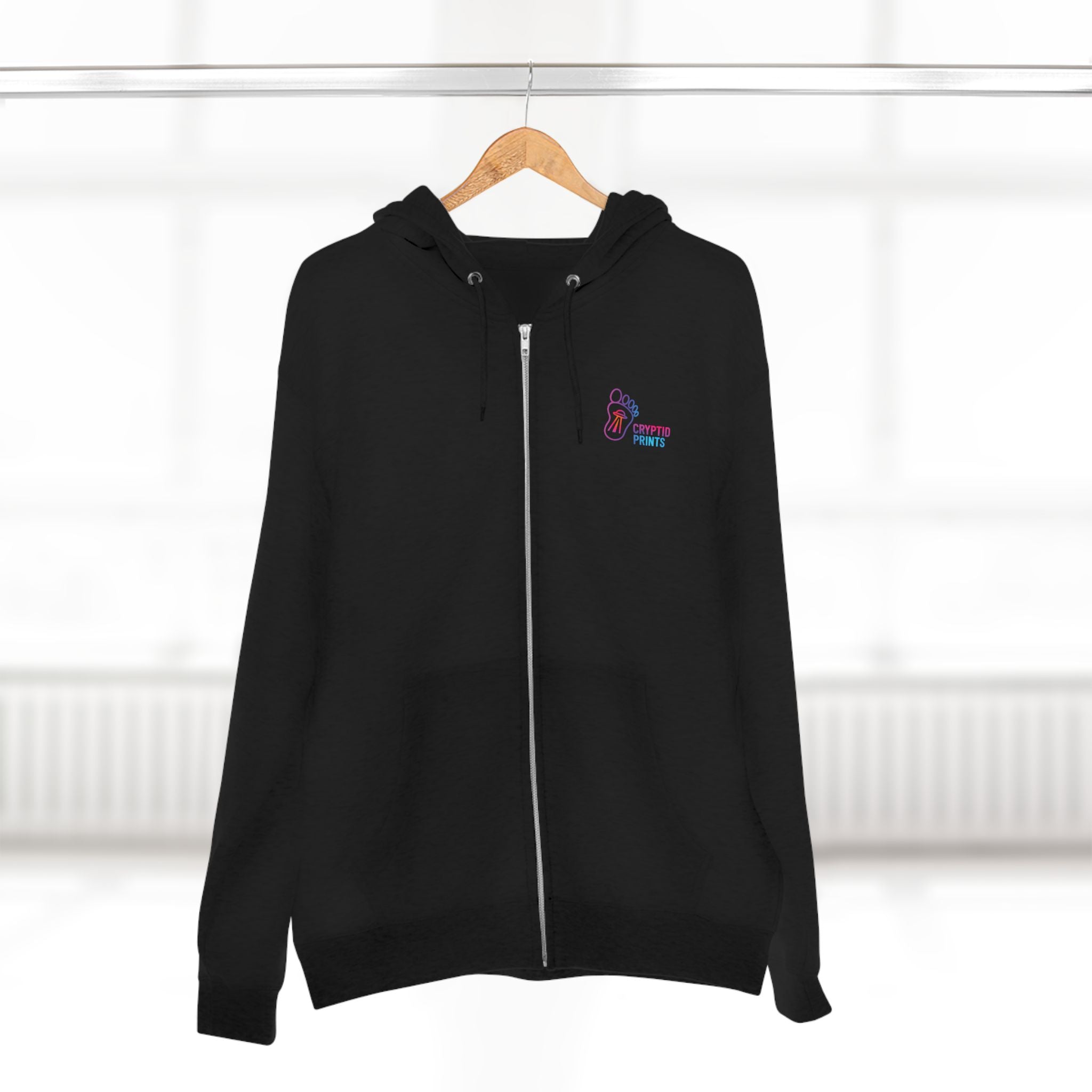 Neon UFO Portal Zip Hoodie - Flying Saucer in Triangular Glow