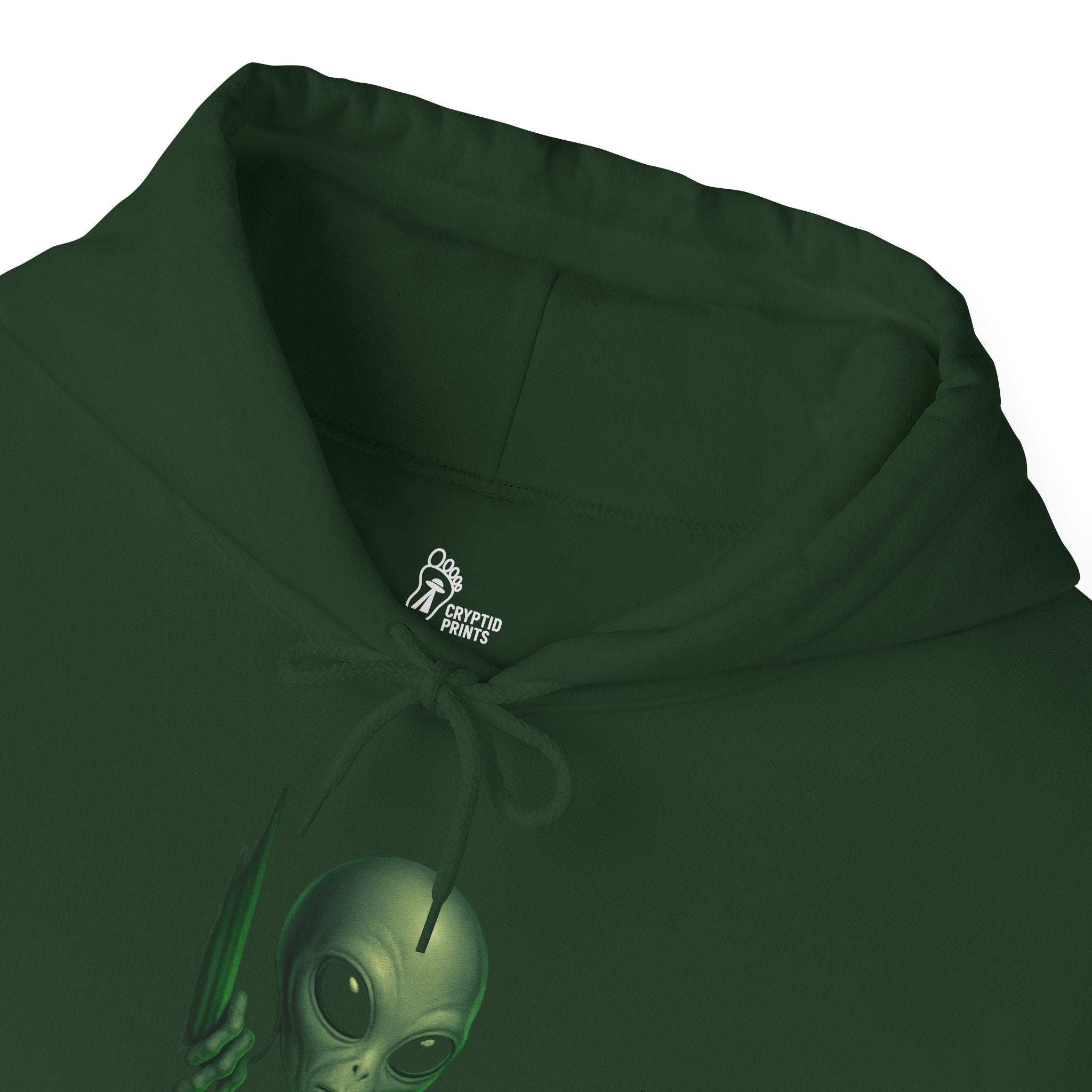 Alien "BELIEVE" Hoodie - Neon Green Extraterrestrial Design