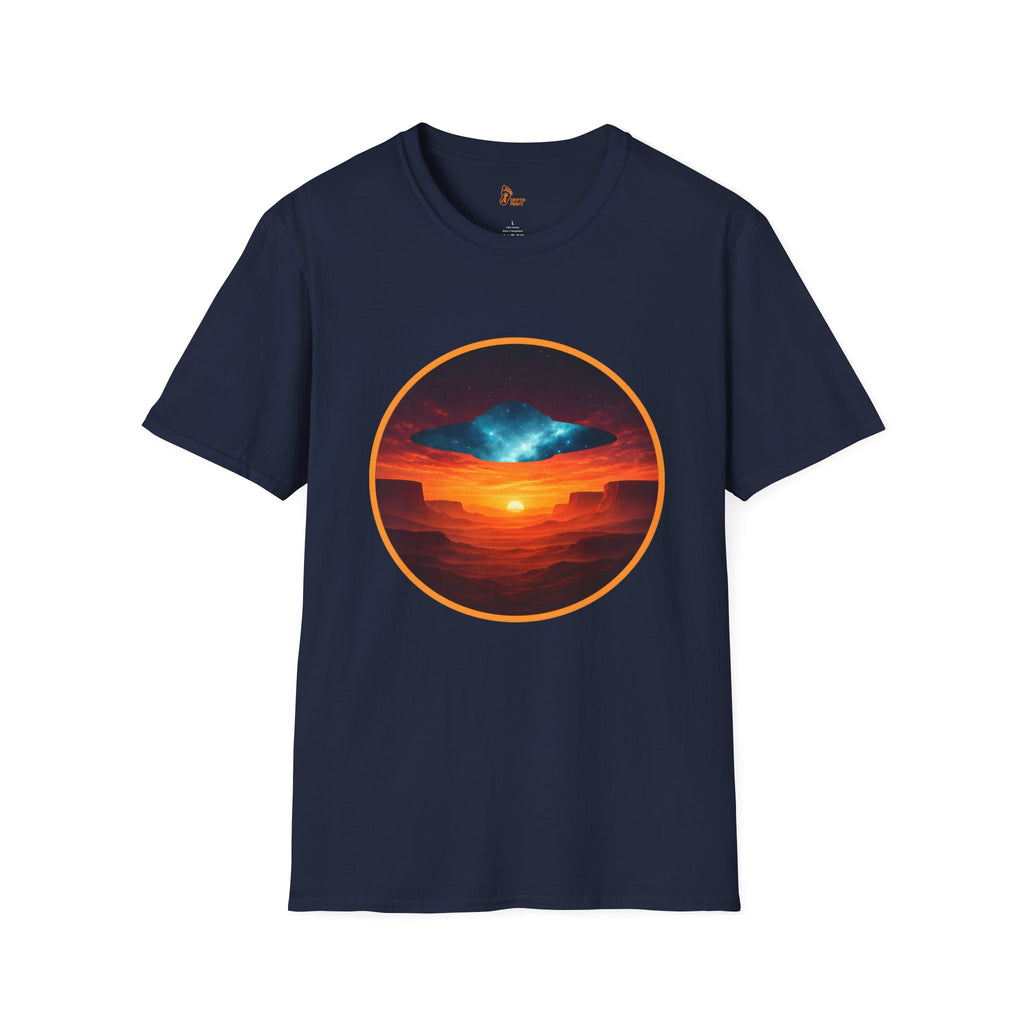 UFO Desert Sunset Badge Graphic Tee - Cryptid Prints