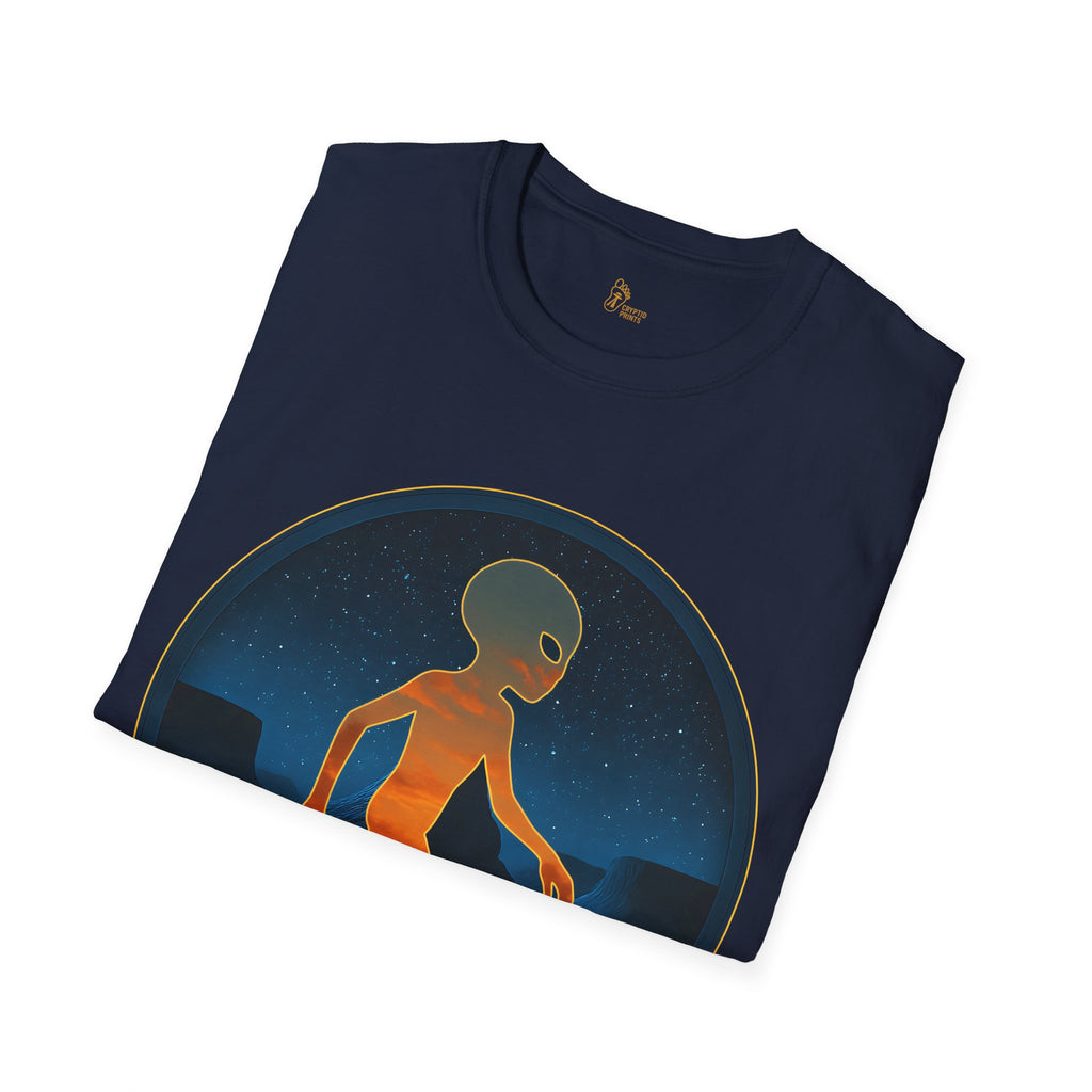 Alien Walker Night Landscape Graphic Tee - Cryptid Prints