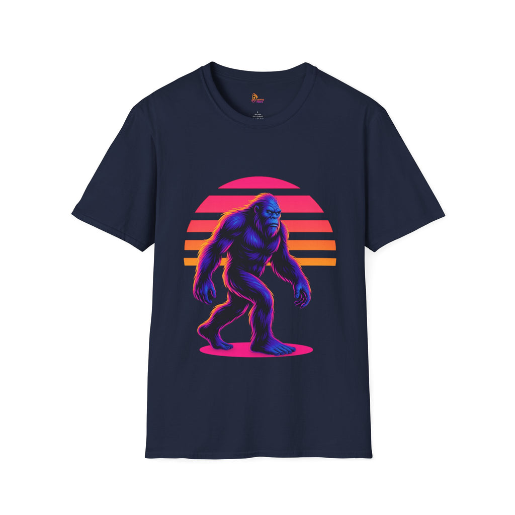 Neon Bigfoot Sunset Graphic Tee - Cryptid Prints