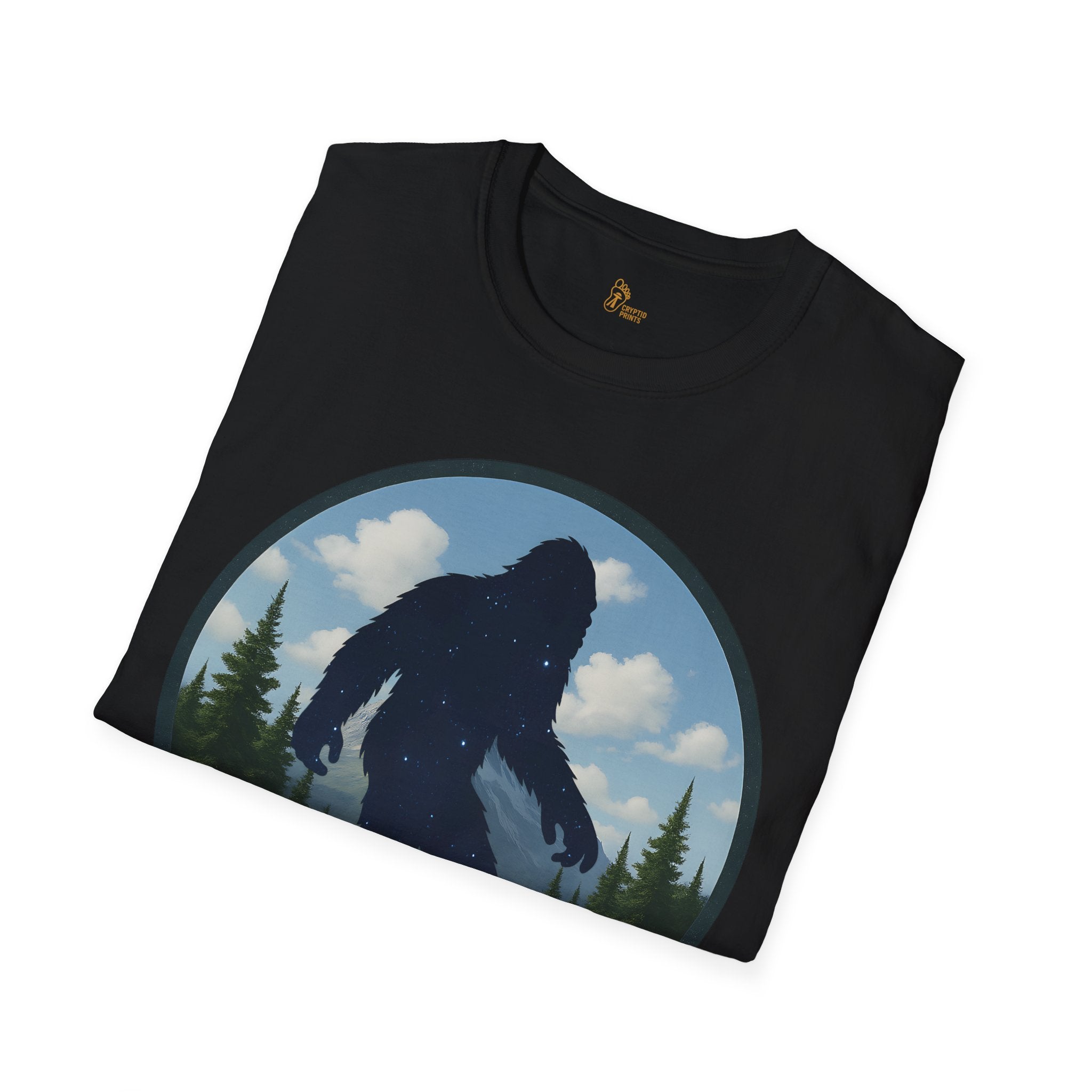 Cosmic Bigfoot Forest Silhouette Graphic Tee - Cryptid Prints