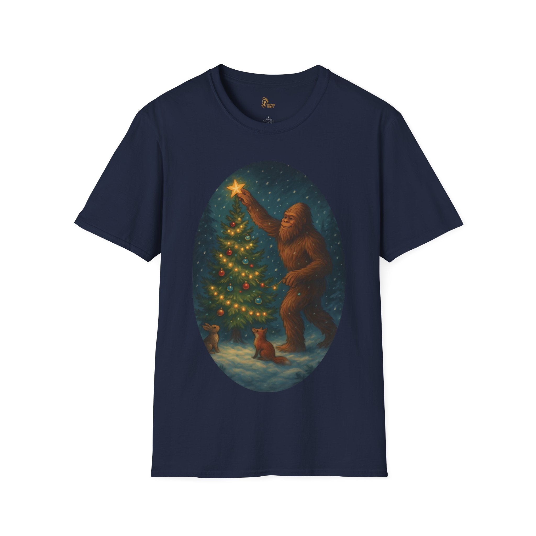 Bigfoot Christmas T-Shirt - Holiday Spirit Winter Scene