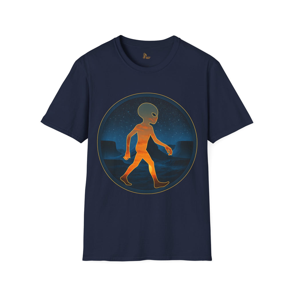 Alien Walker Night Landscape Graphic Tee - Cryptid Prints
