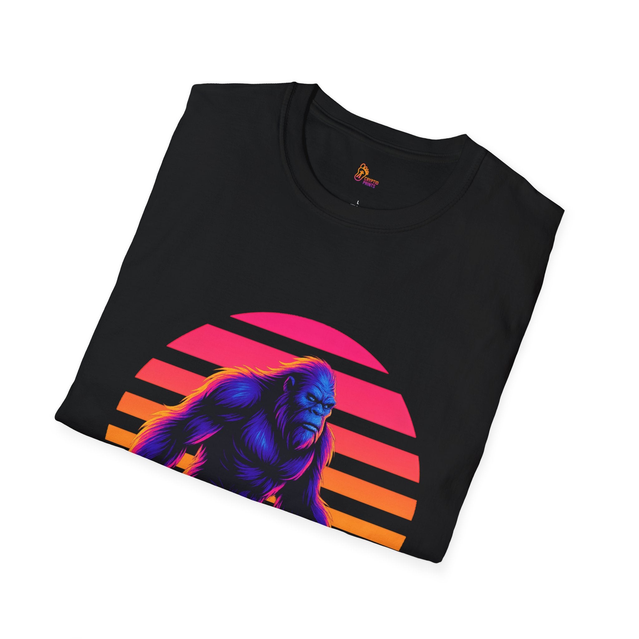 Neon Bigfoot Sunset Graphic Tee - Cryptid Prints