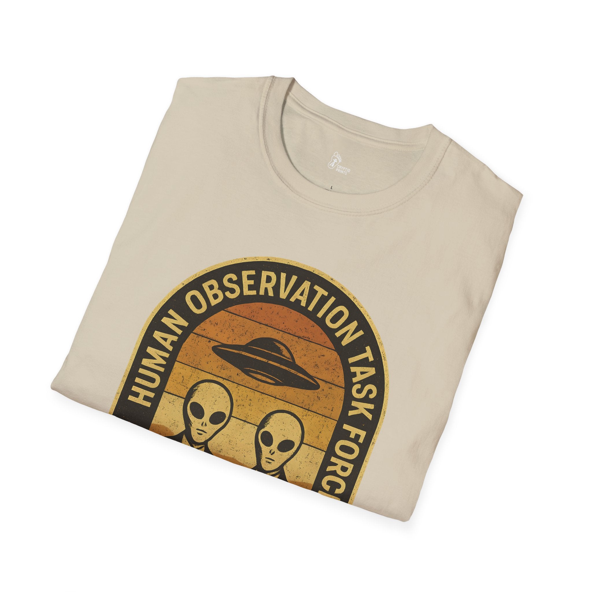 Human Observation Task Force Alien Badge Tee - Cryptid Prints