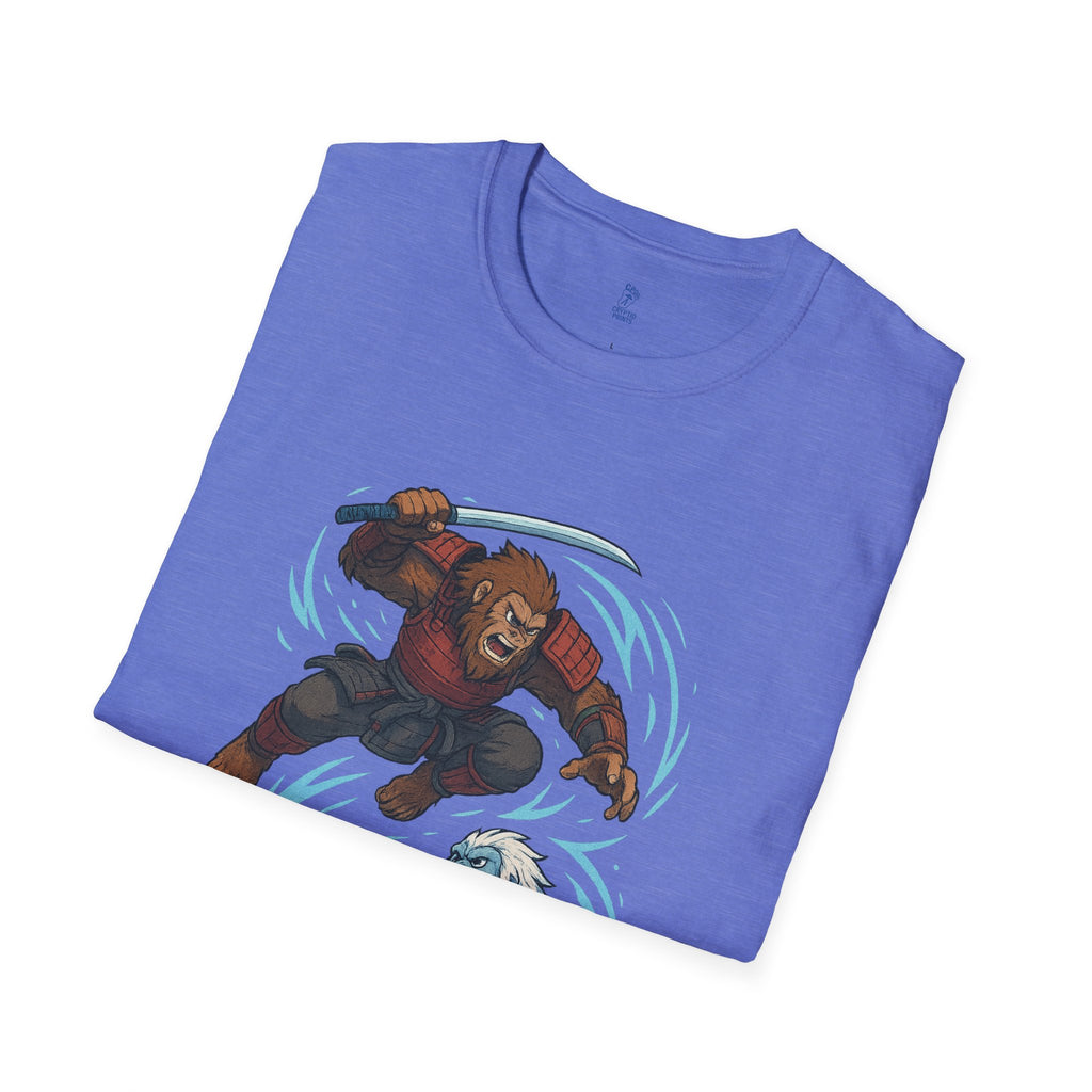 Bigfoot vs. Yeti Samurai Duel T-Shirt - Cryptid Battle Design