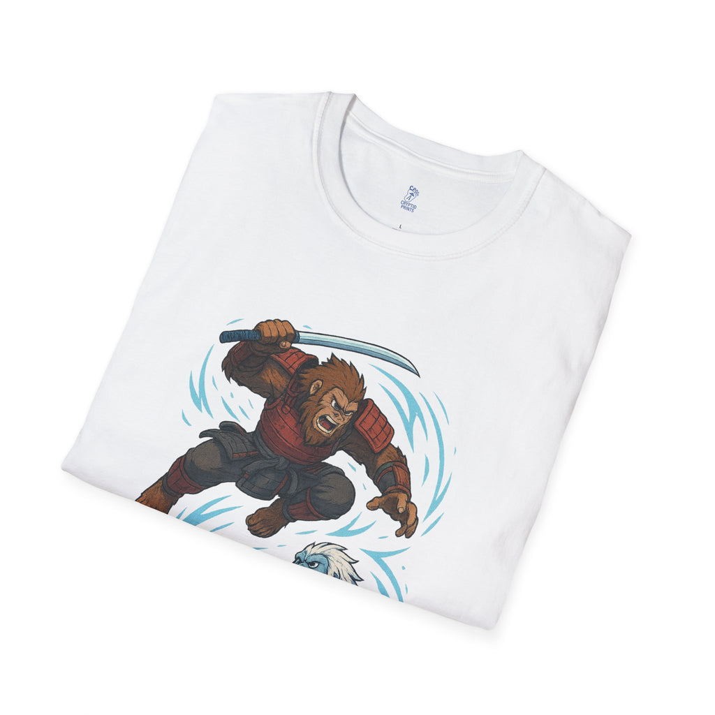 Bigfoot vs. Yeti Samurai Duel T-Shirt - Cryptid Battle Design