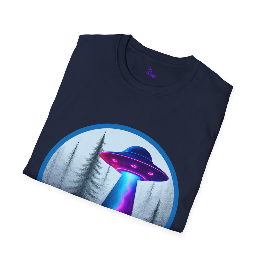 UFO Forest Abduction Scene Graphic Tee - Cryptid Prints