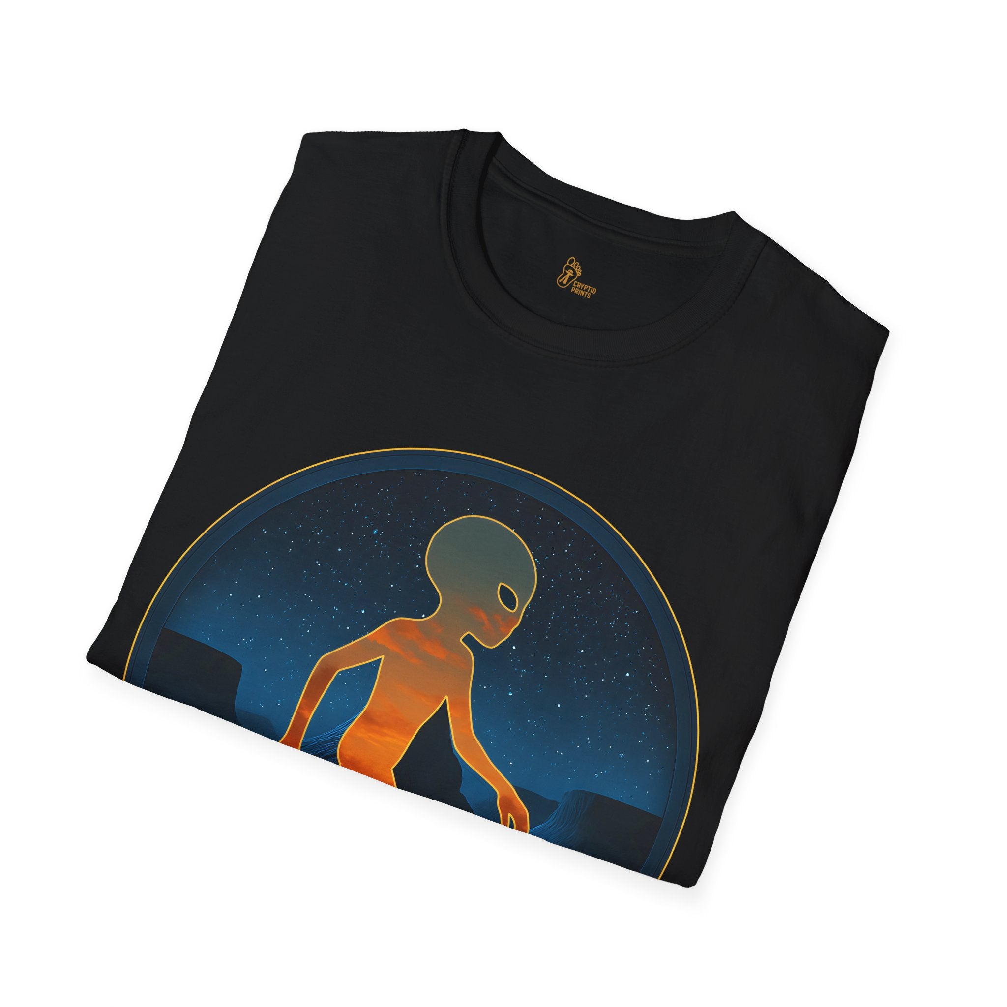 Alien Walker Night Landscape Graphic Tee - Cryptid Prints