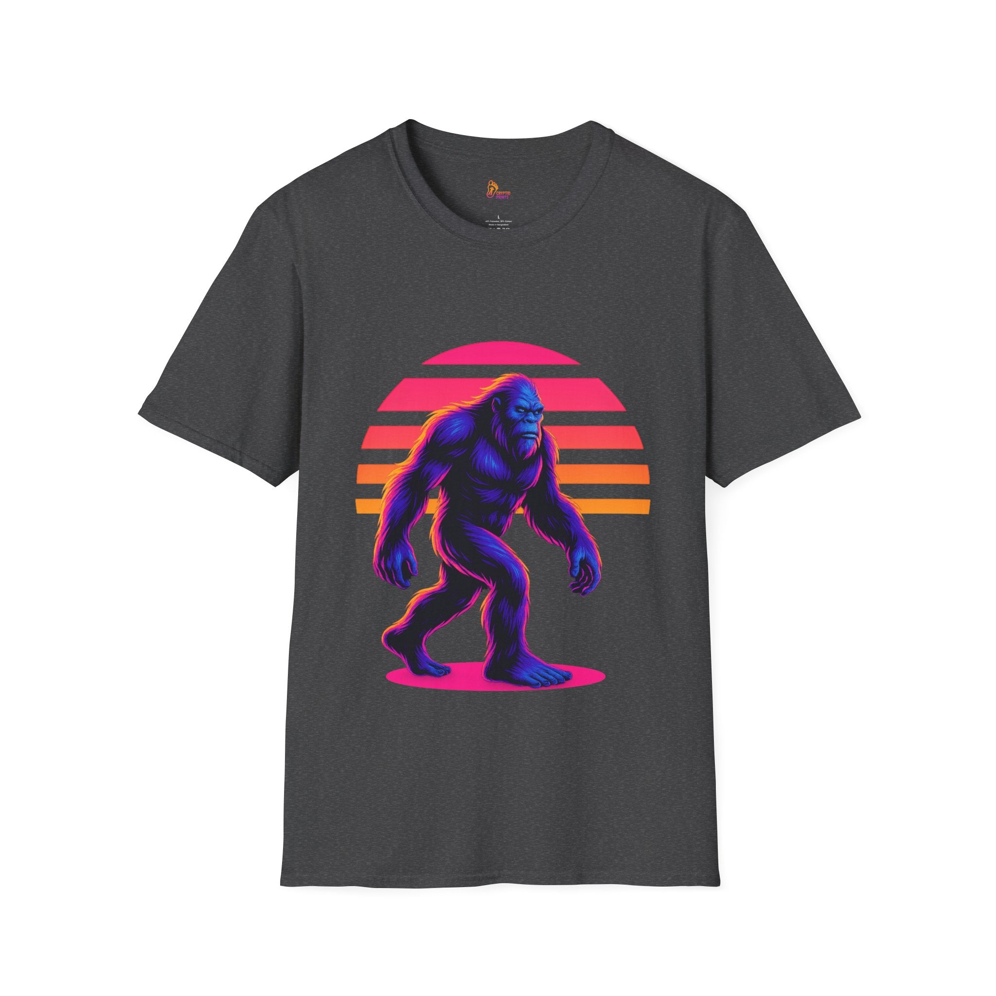 Neon Bigfoot Sunset Graphic Tee - Cryptid Prints