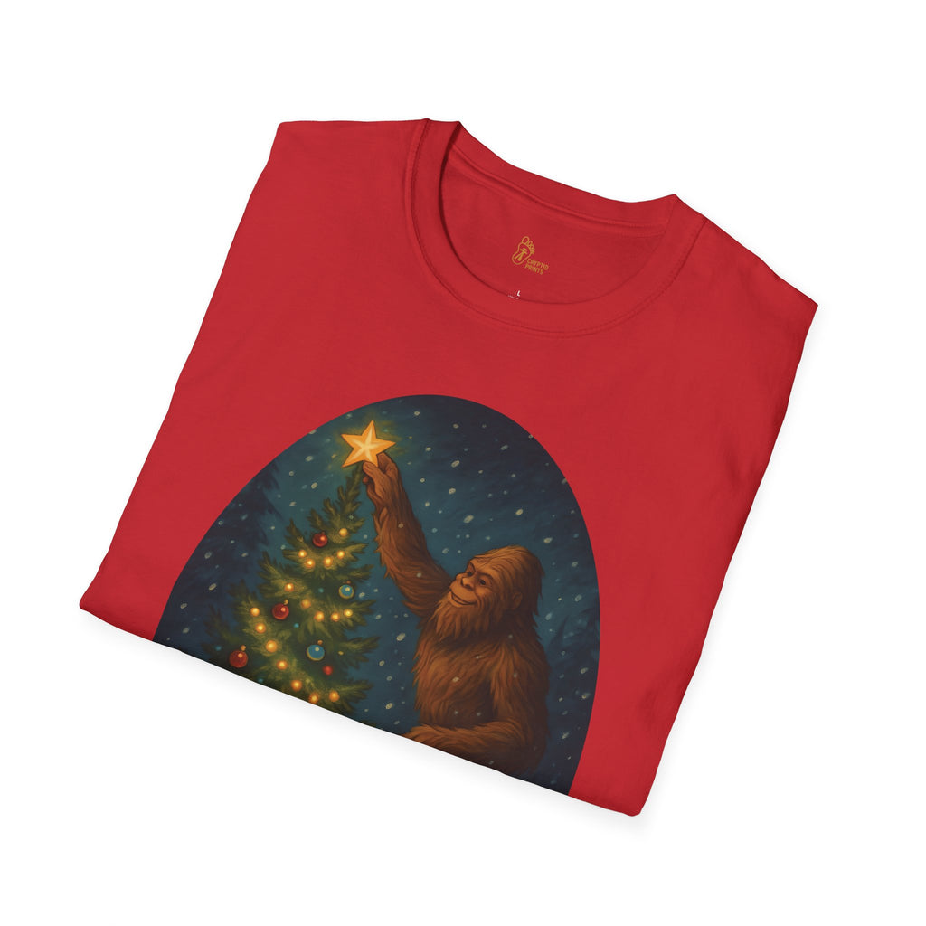 Bigfoot Christmas T-Shirt - Holiday Spirit Winter Scene