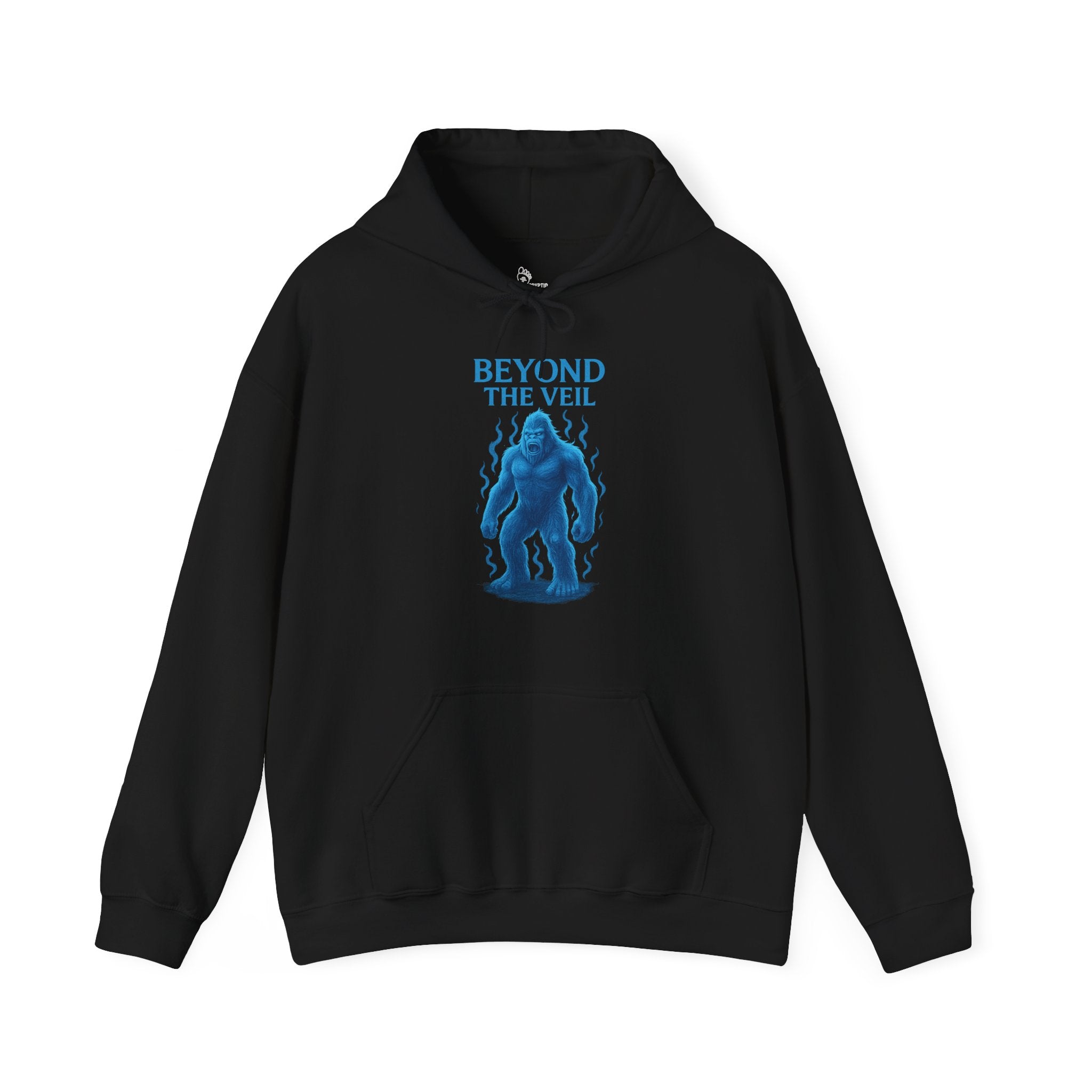 Beyond the Veil Bigfoot Hoodie - Cryptid Phantom in Blue Aura