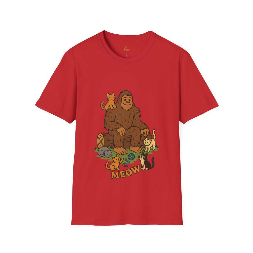 Bigfoot & Cats Meow T-Shirt - Cute Cryptid Cat Lover Tee
