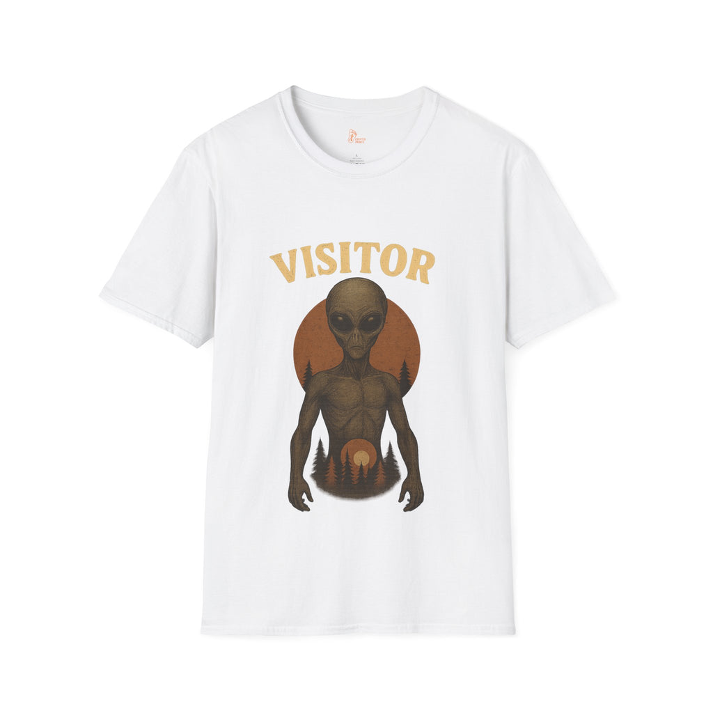 Grey Alien Visitor - Sunset Forest Alien T-Shirt