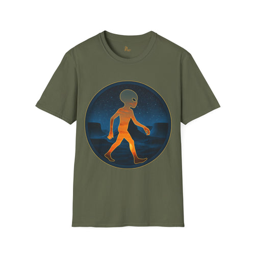 Alien Walker Night Landscape Graphic Tee - Cryptid Prints