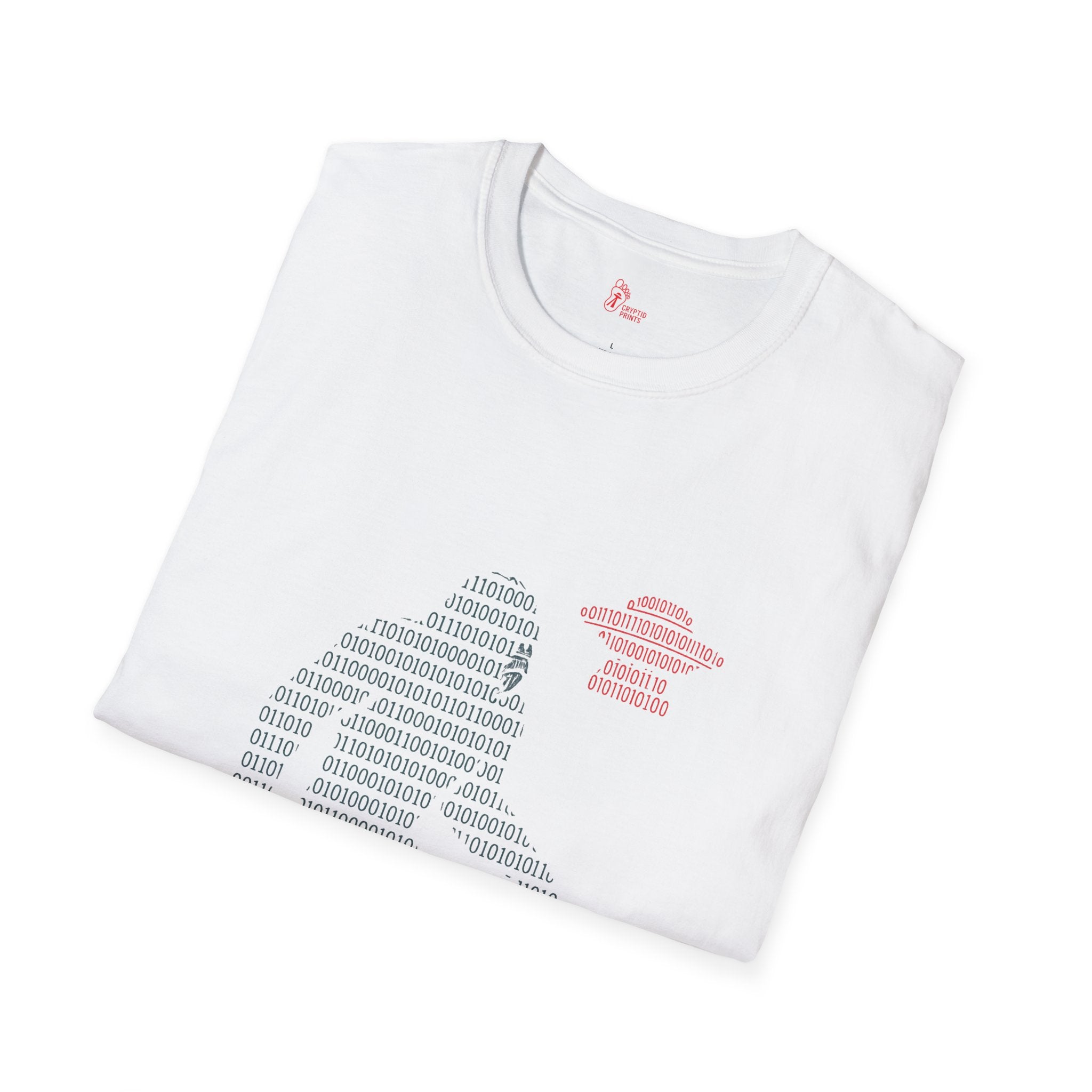 Digital Bigfoot & UFO T-Shirt - Binary-Style Cryptid Design