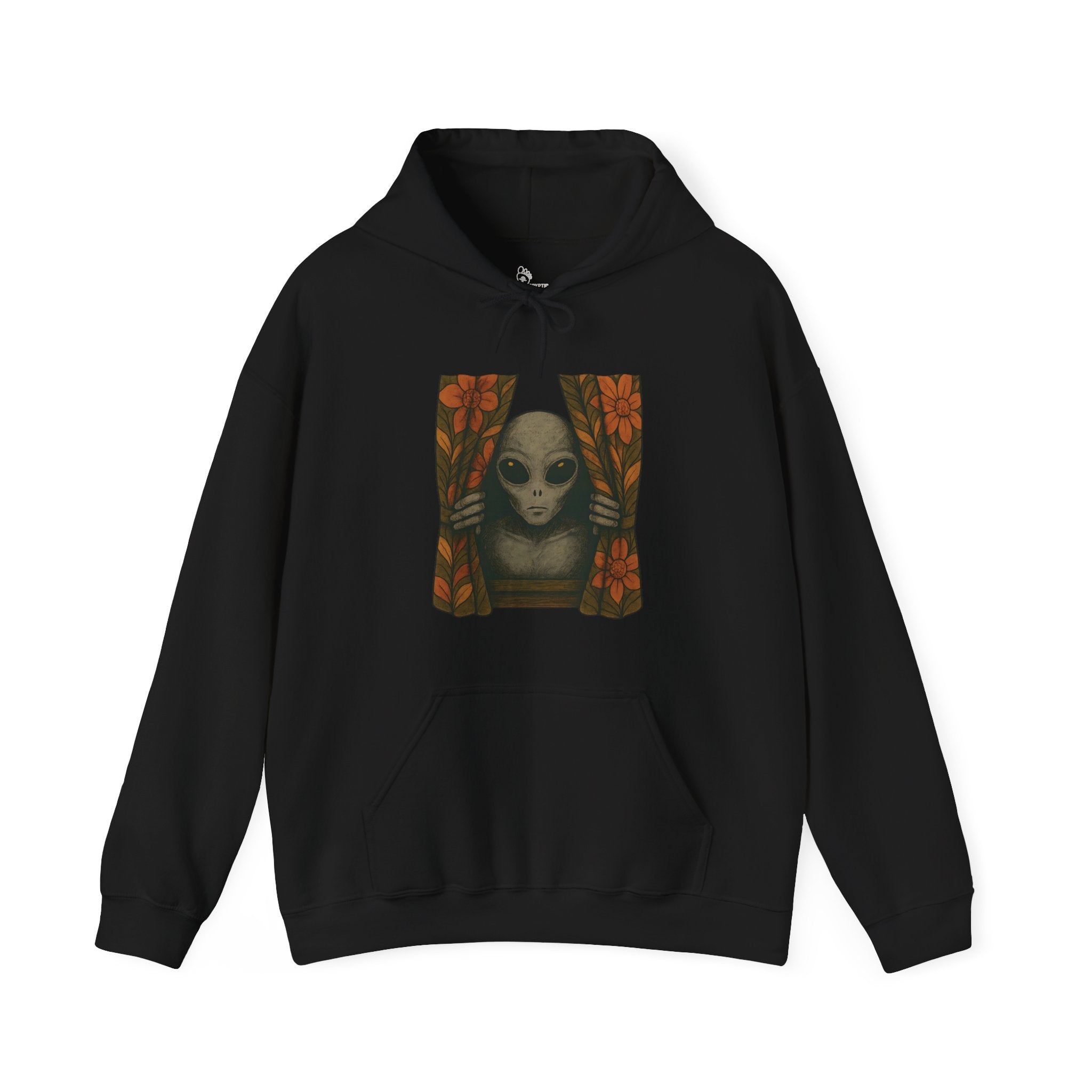 Alien Peeking Window Hoodie - Retro Encounter at Nightfall