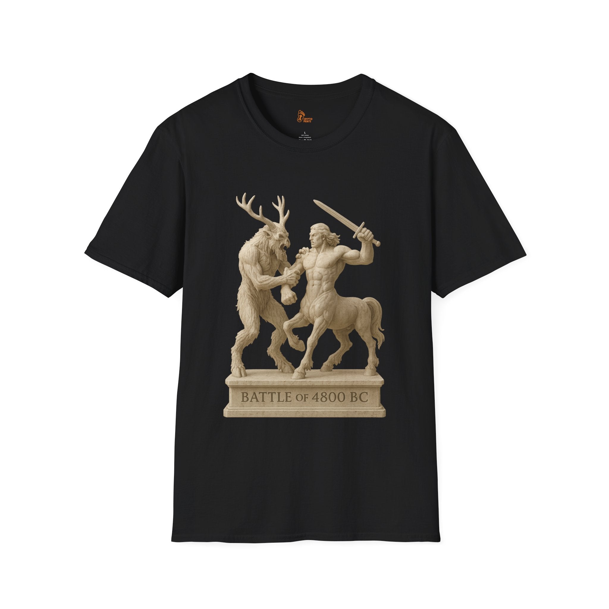 Wendigo vs Centaur T-Shirt - Mythic Stone Sculpture Style